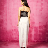 Black Embroidered Corset and Pre-Draped Skirt Set