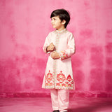Light Pink Thread Embroidered Sherwani Set