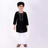 Black Embroidery Stitch Work Yoke Kurta With Pant