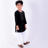 Black Embroidery Stitch Work Yoke Kurta With Pant