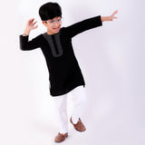 Black Embroidery Stitch Work Yoke Kurta With Pant