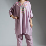 Lilac Embroidered Co-ord Set - Mother-Daughter Set