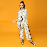 Black and White Bird Print Kaftan Co-ord Set