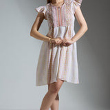 Printed Baby-Doll Dress with Embroidered Yoke