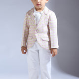 Cube Print Satin Linen Blazer Jacket