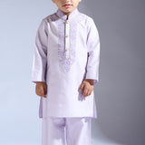 Lilac Embroidered Silk Kurta Set - Father-Son Set