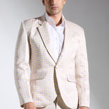 Cube Print Satin Linen Blazer Jacket