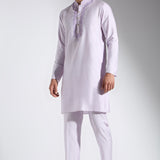 Lilac Embroidered Silk Kurta Set - Father-Son Set