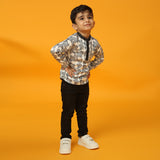 Black and White Fish Print Short Kurta