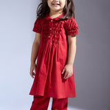 Red Smocked Top and Pants - Mother-Daughter Set