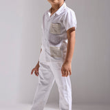 Ivory White Cotton Linen Shirt - Father-Son Set