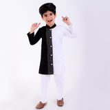 Black and Ivory Colorblocked Kurta With Pant