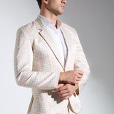 Cube Print Satin Linen Blazer Jacket