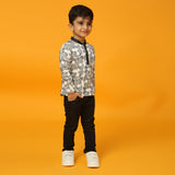 Black and White Fish Print Short Kurta