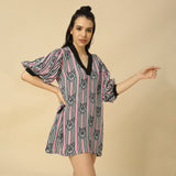 Tiger Print V Neck Skater Dress