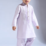 Lilac Embroidered Silk Kurta Set - Father-Son Set
