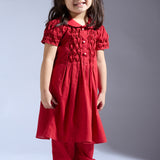Red Cambric Smocked Top and Pants Set