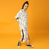 Black and White Bird Print Kaftan Co-ord Set