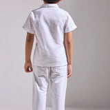 Ivory White Cotton Linen Shirt - Father-Son Set