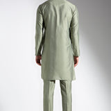 Forest Green Silk Kurta Set with Embroidery Details