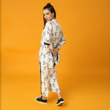 Black and White Bird Print Kaftan Co-ord Set