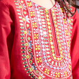 Red Silk Embroidered Co-ord Set
