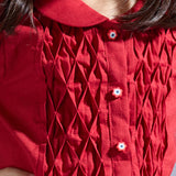 Red Cambric Smocked Top and Pants Set