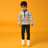 Black and White Fish Print Short Kurta