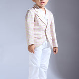Cube Print Satin Linen Blazer Jacket