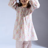 Printed Cambric Smocked Kurta Set