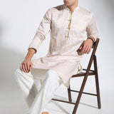 Cube Print Satin Linen Kurta