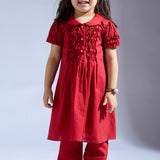 Red Smocked Top and Pants - Mother-Daughter Set