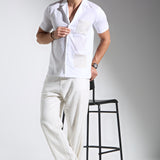 Ivory White Cotton Linen Shirt - Father-Son Set
