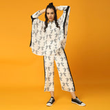 Black and White Bird Print Kaftan Co-ord Set