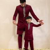 Sindhuja - Maroon Sherwani Father & Son Set
