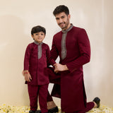 Sindhuja - Maroon Sherwani Father & Son Set