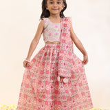 Printed Lehenga Set with Embroidered Choli and Dupatta