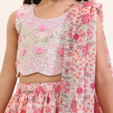 Printed Lehenga Set with Embroidered Choli and Dupatta