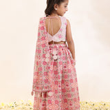 Printed Lehenga Set with Embroidered Choli and Dupatta