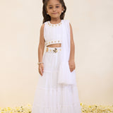Ivory Hand Embroidered Lehenga Choli with Ruffled Dupatta