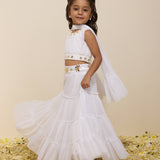 Ivory Hand Embroidered Lehenga Choli with Ruffled Dupatta