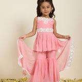 Sharara Set with Mirror Work Peplum Kurta and Dupatta