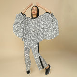Black and White Fish Print Kaftan & Pant Set