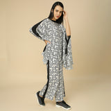 Black and White Fish Print Kaftan & Pant Set