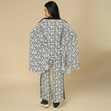 Black and White Fish Print Kaftan & Pant Set