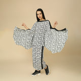 Black and White Fish Print Kaftan & Pant Set