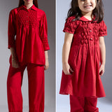 Red Smocked Top and Pants - Mother-Daughter Set