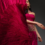 Rosette Gown in Dark Pink