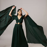 Dark Green Draped Jumpsuit