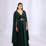 Dark Green Draped Jumpsuit